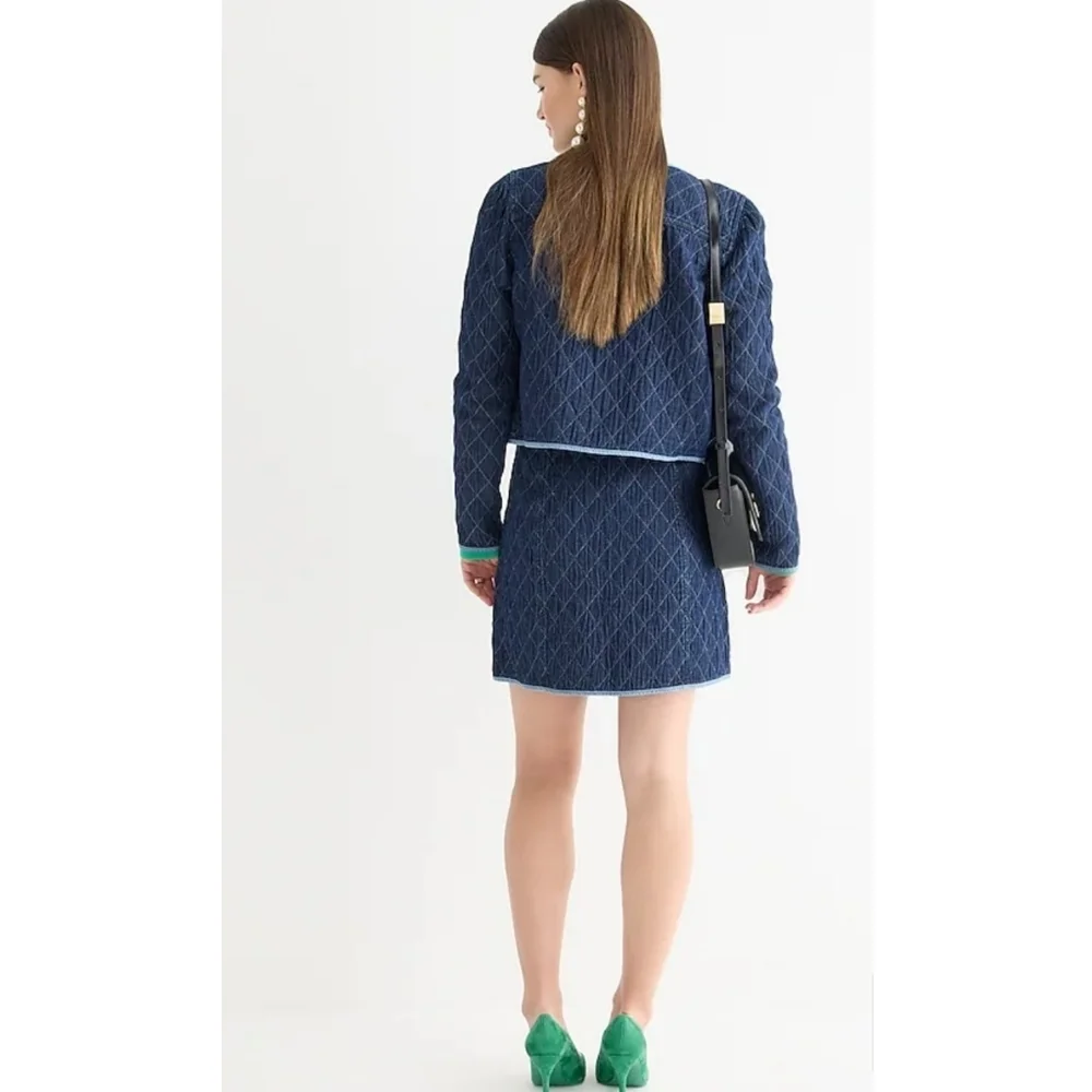 26. J.Crew Quilted denim mini skirt